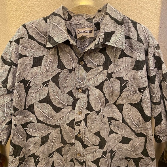 Vintage COOKE STREET Men Leaf Print Buttoned Short Sleeve Shirt Size XL - Picture 3 of 9